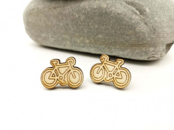 Fahrrad Holz Ohrstecker